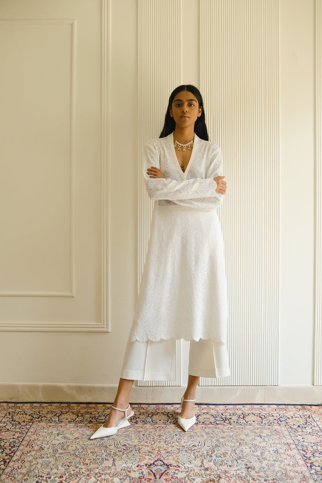 THE FLOWER MOON KURTA [ Ivory ]