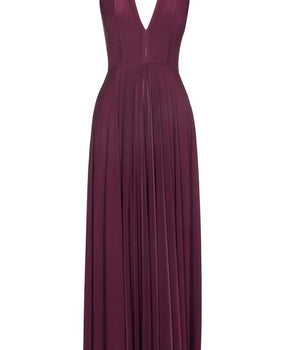 Wine V-Neck Gown