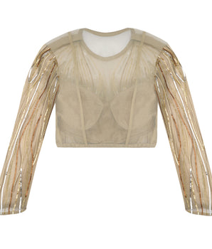 Gold Waves Embroidered Blouse