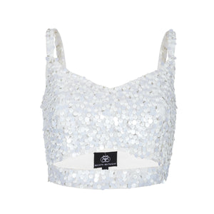 Ivory Sequinned Bustier - Bhaavya Bhatnagar