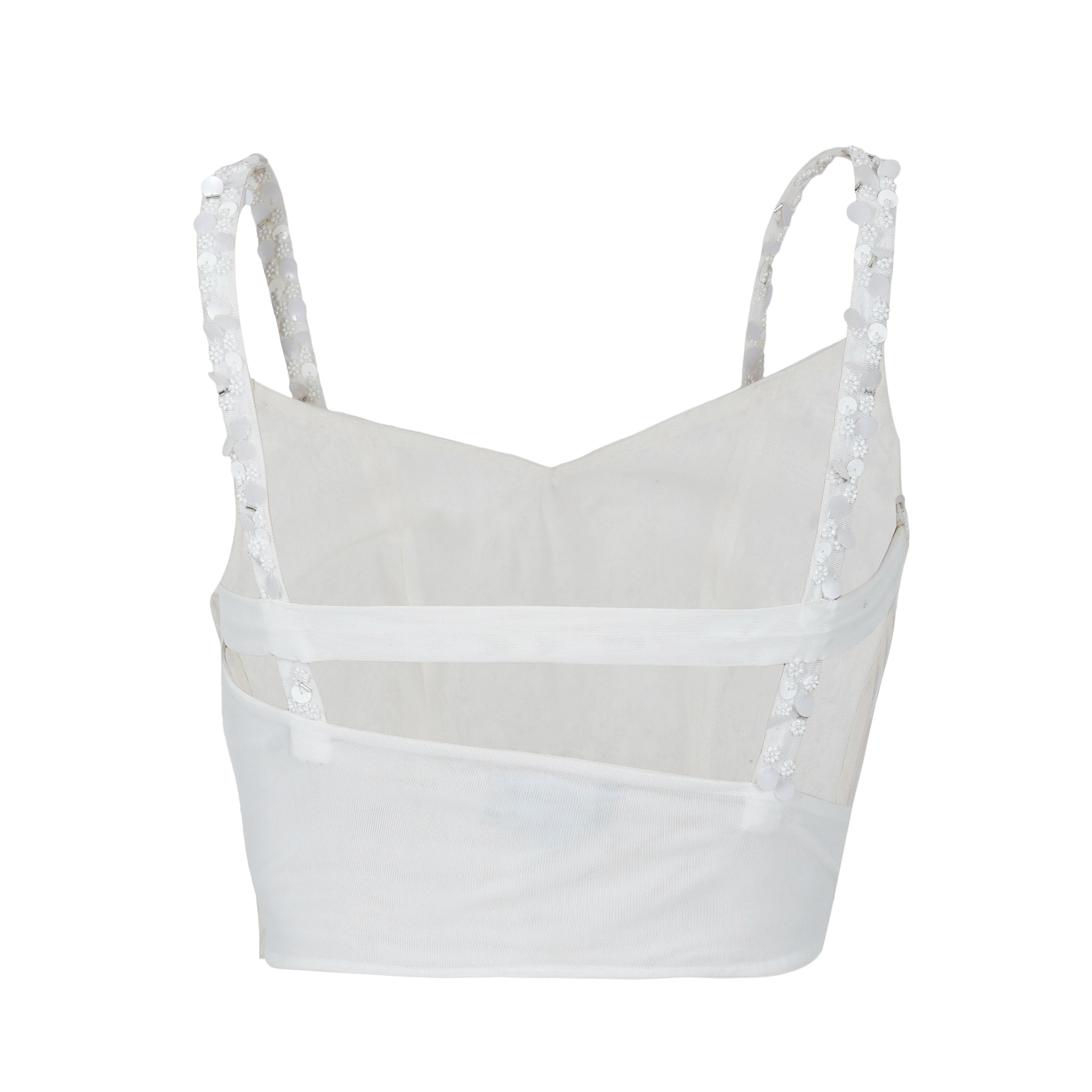 Ivory Sequinned Bustier - Bhaavya Bhatnagar
