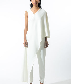 Ivory Draped Jumpsuit - Bhaavya Bhatnagar