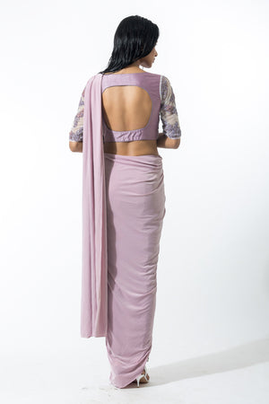 Misty Mauve Beaded Concept Sari - Bhaavya Bhatnagar