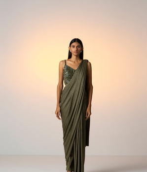 FREQUENCY [ Sari Set / Olive ]