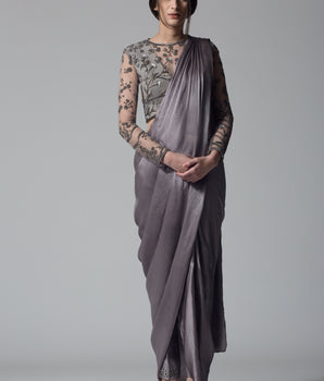 Slate Grey Concept Sari - Bhaavya Bhatnagar