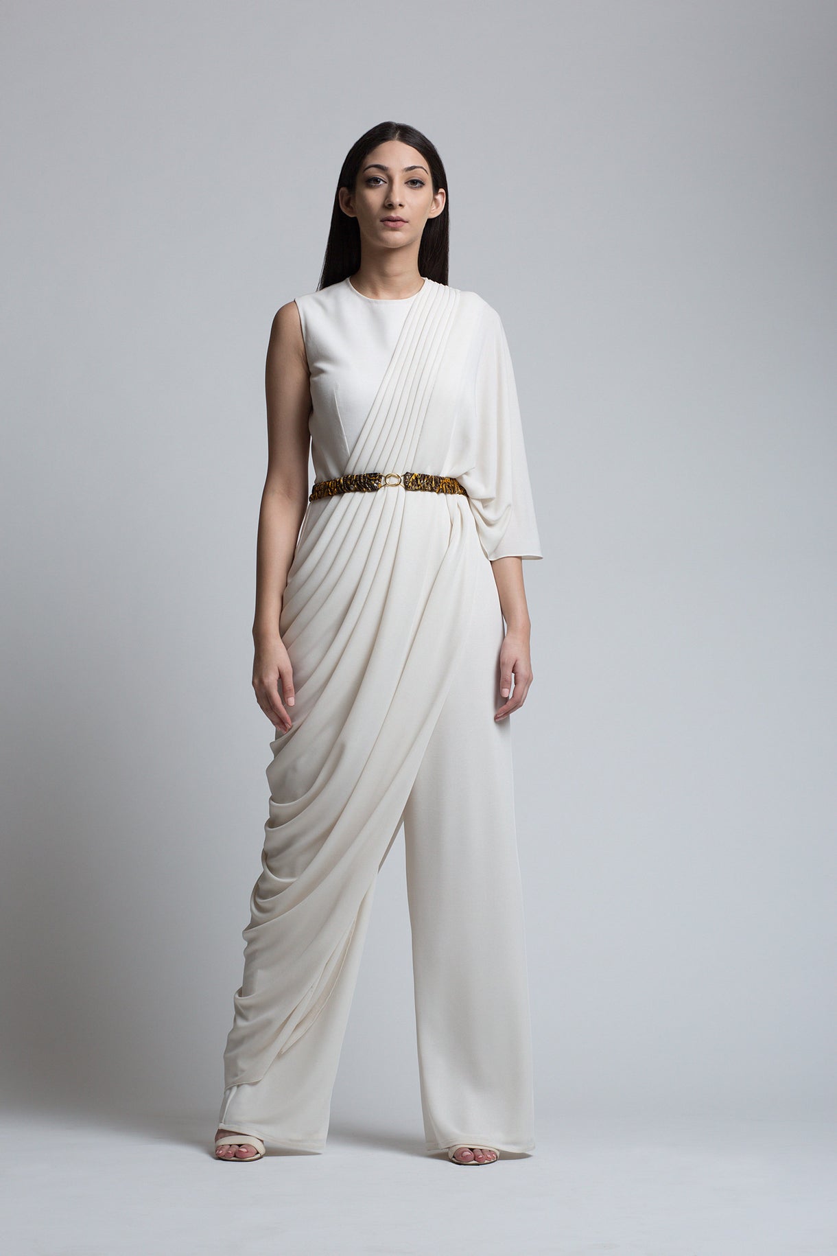 Ivory Draped Jumpsuit Sari BB ivory-draped-jumpsuit-sari-bb