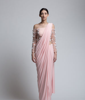 BLUSH SARI DRAPE - Bhaavya Bhatnagar