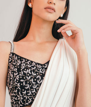 Ivory Shadow Concept Sari - Bhaavya Bhatnagar
