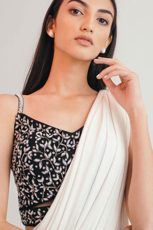 Ivory Shadow Concept Sari - Bhaavya Bhatnagar