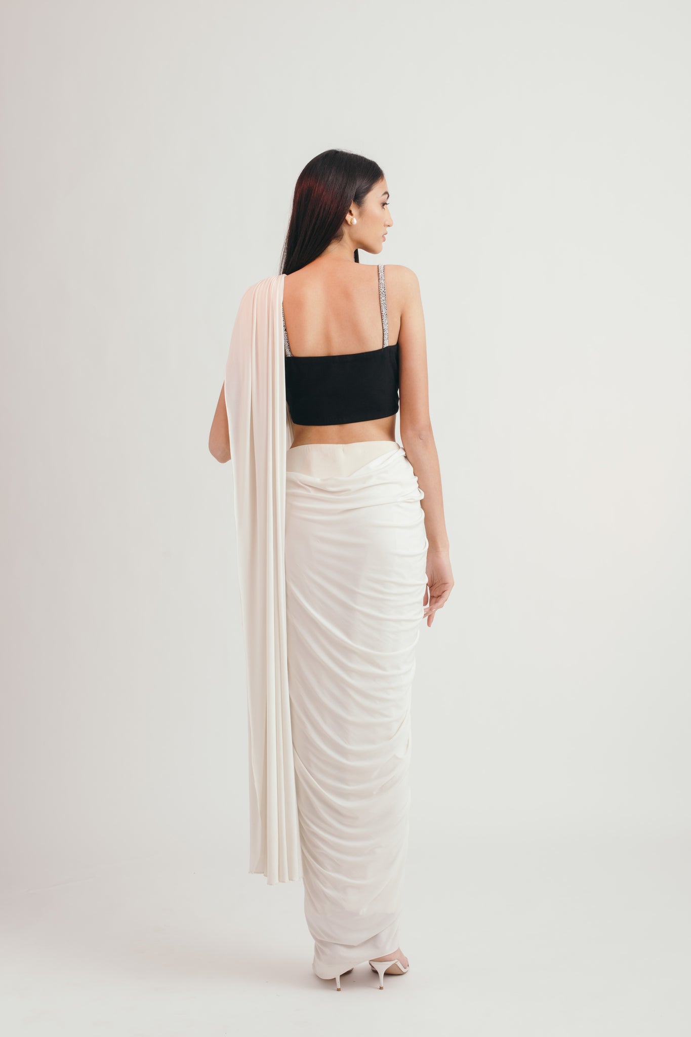 Ivory Shadow Concept Sari - Bhaavya Bhatnagar