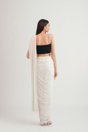 Ivory Shadow Concept Sari - Bhaavya Bhatnagar