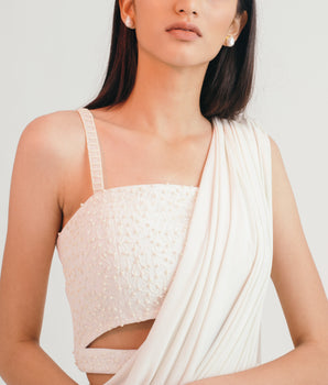 Ivory Chaos Pearls Bustier - Bhaavya Bhatnagar