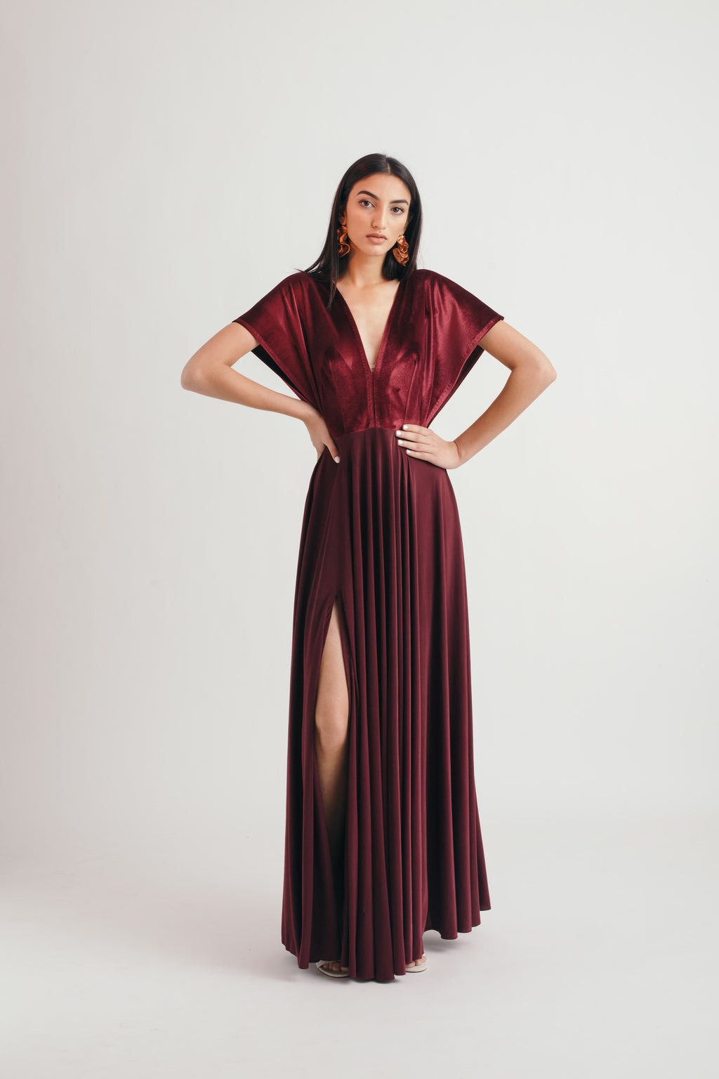 Wine Unfold Dress - Bhaavya Bhatnagar