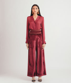 Magenta Velvet Trousers - Bhaavya Bhatnagar