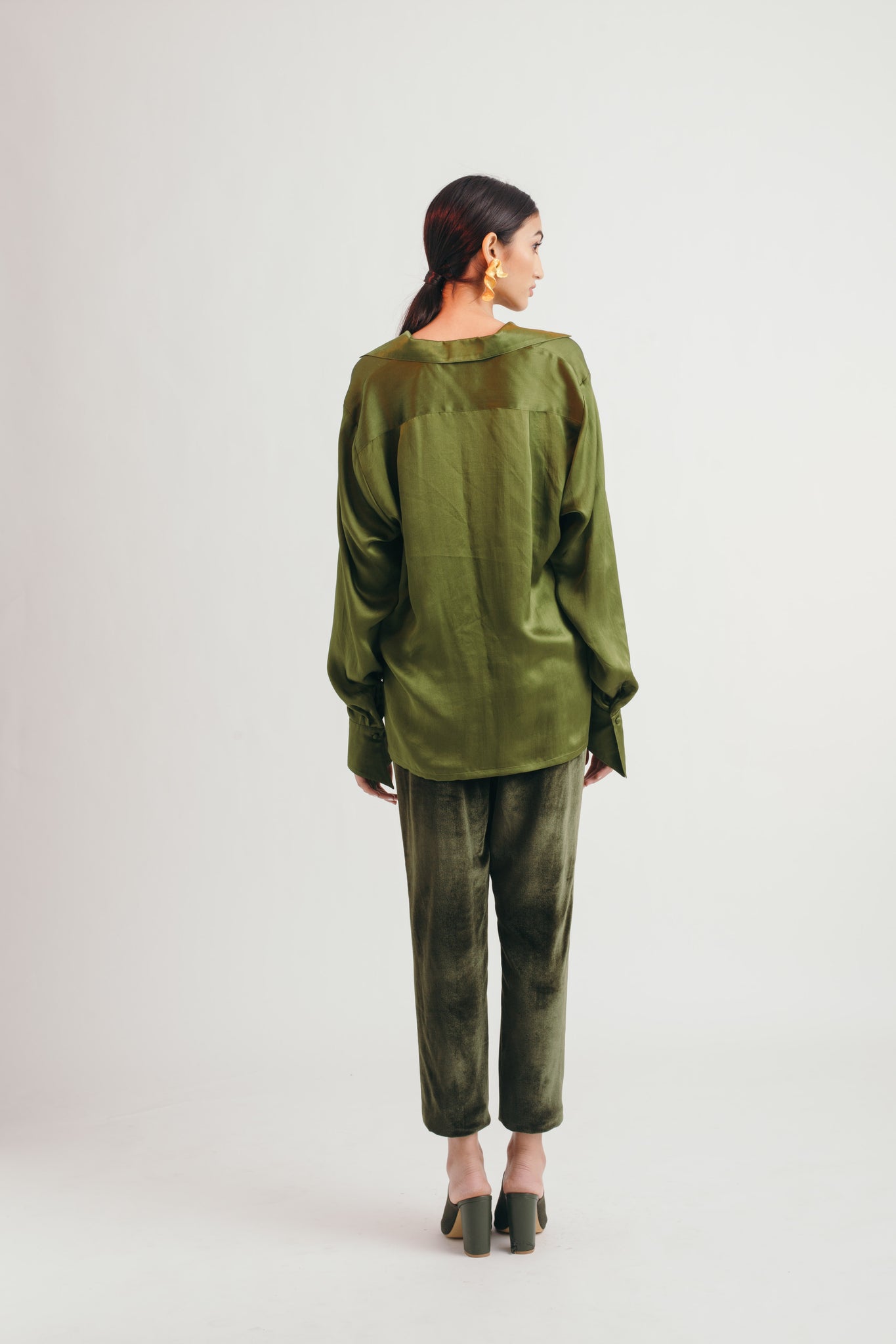 Olive Velvet Pants - Bhaavya Bhatnagar