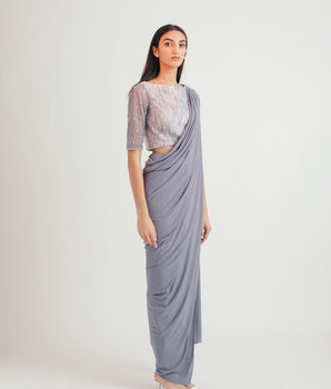 Grey Waves Concept Sari - Bhaavya Bhatnagar