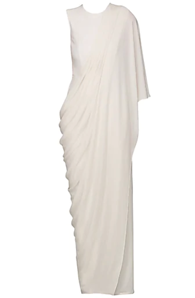 Ivory Draped Jumpsuit Sari – BB