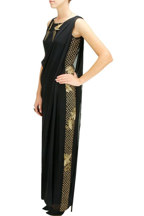 Black Jumpsuit with a Detachable Drape