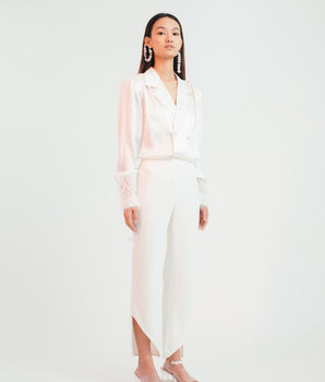 Ivory Slither Silk Blouse - Bhaavya Bhatnagar