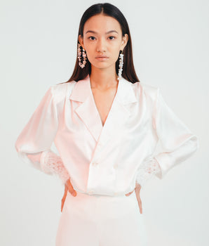 Ivory Slither Silk Blouse - Bhaavya Bhatnagar
