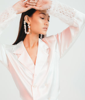 Ivory Slither Silk Blouse - Bhaavya Bhatnagar