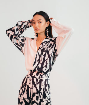 'Harmony In Chaos' Silk Blouse - Bhaavya Bhatnagar