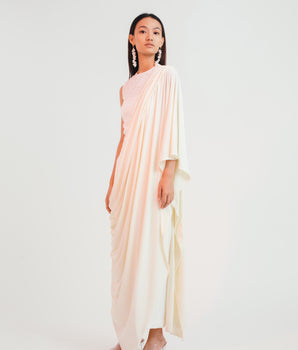 Ivory Trouser Sari - Bhaavya Bhatnagar
