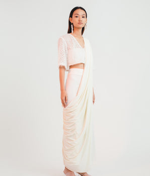 Ivory Fuzz Crop Top - Bhaavya Bhatnagar