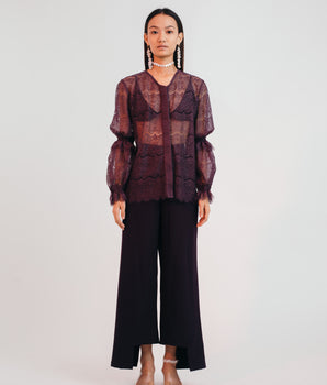 Blackcurrant Lace Blouse - Bhaavya Bhatnagar