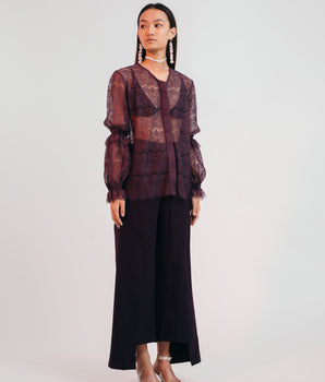 Blackcurrant Lace Blouse - Bhaavya Bhatnagar