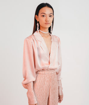Blush Slither Silk Blouse - Bhaavya Bhatnagar